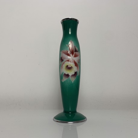 Vase soliflore émaillé Shippo Yaki Tutanka DLG email champlevé cloisonné JAPAN