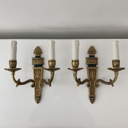Paire d’appliques bronze doré or Empire Décor Aigle Napoleon