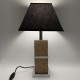 Lampe en liege et métal chromé abat jour en tissu noir design vintage