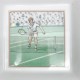 Cendrier carré en porcelaine décor vintage Tennis B Frappier DLG Hermes
