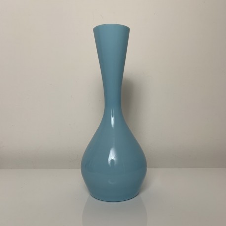 Vase vintage en opaline bleue de style scandinave