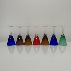 Lot de 7 verres a pied torsadé verre soufflé multicolore Murano