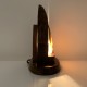 Lampe veilleuse Tahiti 1960 nacre gravé et bois scuplté