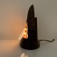 Lampe veilleuse Tahiti 1960 nacre gravé et bois scuplté