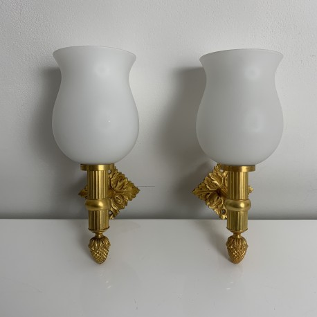 Paire Appliques Torche flambeau vintage style Maison Charles Jansen