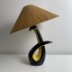 Lampe en céramique bicolore noire et jaune vintage