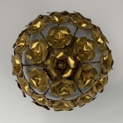 Plafonnier décor floral en métal doré