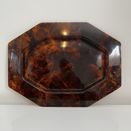 Plateau de service vintage écaille tortue hexagonal DLG Mercier Christian Dior