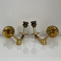 Paire d'appliques en laiton doré articulé liseuse chevet