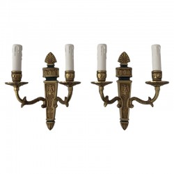 Paire d’appliques bronze doré or Empire Décor Aigle Napoleon
