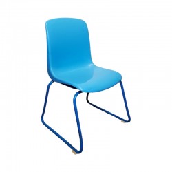 Chaise enfant vintage empilable assise plastique bleu