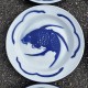 Lot de 6 assiettes en tole emaillée Goldfish Carpe koi Enamelware