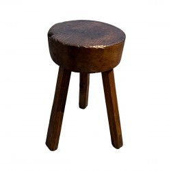 Tabouret en bois rustique brutaliste