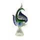 Sujet Poisson en verre de Murano vert et bleu pied torsadé 31 cms