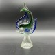 Sujet Poisson en verre de Murano vert et bleu pied torsadé 31 cms