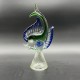 Sujet Poisson en verre de Murano vert et bleu pied torsadé 31 cms