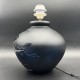 Pied de lampe en verre bleu décor degagé Vianne France dlg Gallé Daum
