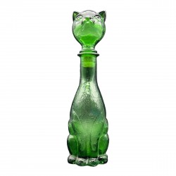 Bouteille carafe italienne en verre de couleur bleu  en forme de chat Genie Bottle