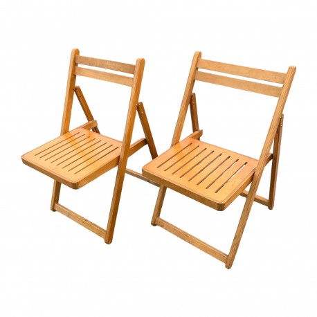 Paire de chaises pliantes en bois vintage