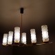 Lustre 6 feux en acier doré dans le style de Arlus Lunel