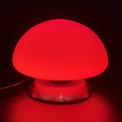 Lampe veilleuse champignon tactile design vintage globe opaline rouge.