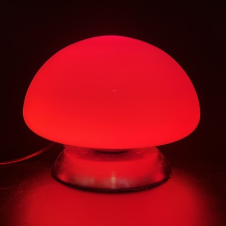 Lampe veilleuse champignon tactile design vintage globe opaline rouge.