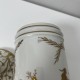 Pot pharmacie porcelaine blanche motifs doré japonisant DLG Paris Le Tallec