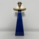 Pied de lampe céramique bleu craquelé et or Louis Drimmer