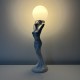 Lampe femme dénudée en céramique barbotine Vintage Art Deco