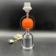 Pied de lampe vintage bois orange et metal chromé