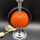 Pied de lampe vintage bois orange et metal chromé