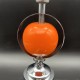 Pied de lampe vintage bois orange et metal chromé