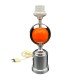 Pied de lampe vintage bois orange et metal chromé