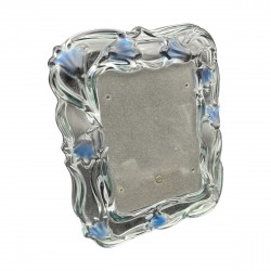 Cadre photo en cristal decor floral bleuté