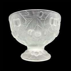 Coupe en verre pressé Art Deco décor cerises Joseph Inwald Barolac