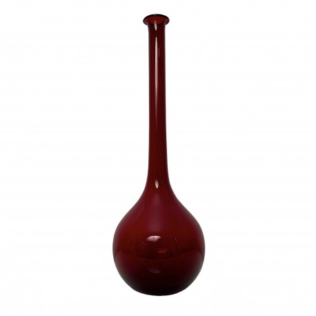 Grand vase rouge en verre soufflé Italie Murano 1960s Dlg Morin