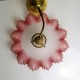 Supension Abat jour tulipe en verre vieux rose style art déco shabby chic