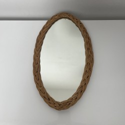 Miroir oval rotin vintage