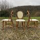 Trio de chaises bambou rotin vintage bistrot