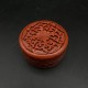 Petite Boite ronde en laque cinabre rouge Cinnabar box lacquer carved