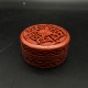 Petite Boite ronde en laque cinabre rouge Cinnabar box lacquer carved