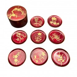 Boite et  8 dessous de verre laque japonaise japanese lacquerware