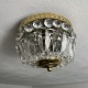 Plafonnier corbeille pampilles de verre laiton doré 2 feux Deknudt