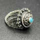 Bague ancienne egyptienne ancienne ouvrante poison filigrane argent massif