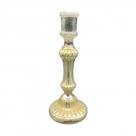 Bougeoir en verre eglomisé XIXe 19e