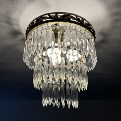 Lustre a pampilles 3 feux 3 rangs début XXe