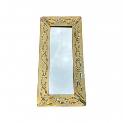 Miroir vintage design brutaliste laiton rehaussé decor étain