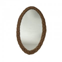 Miroir oval rotin vintage