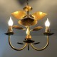 Lustre trois feux italien acier doré décor nénuphar style Hans Kogl
