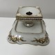 Coupe sur pied porcelaine blanche décor doré peint main Le Tallec Paris 1963